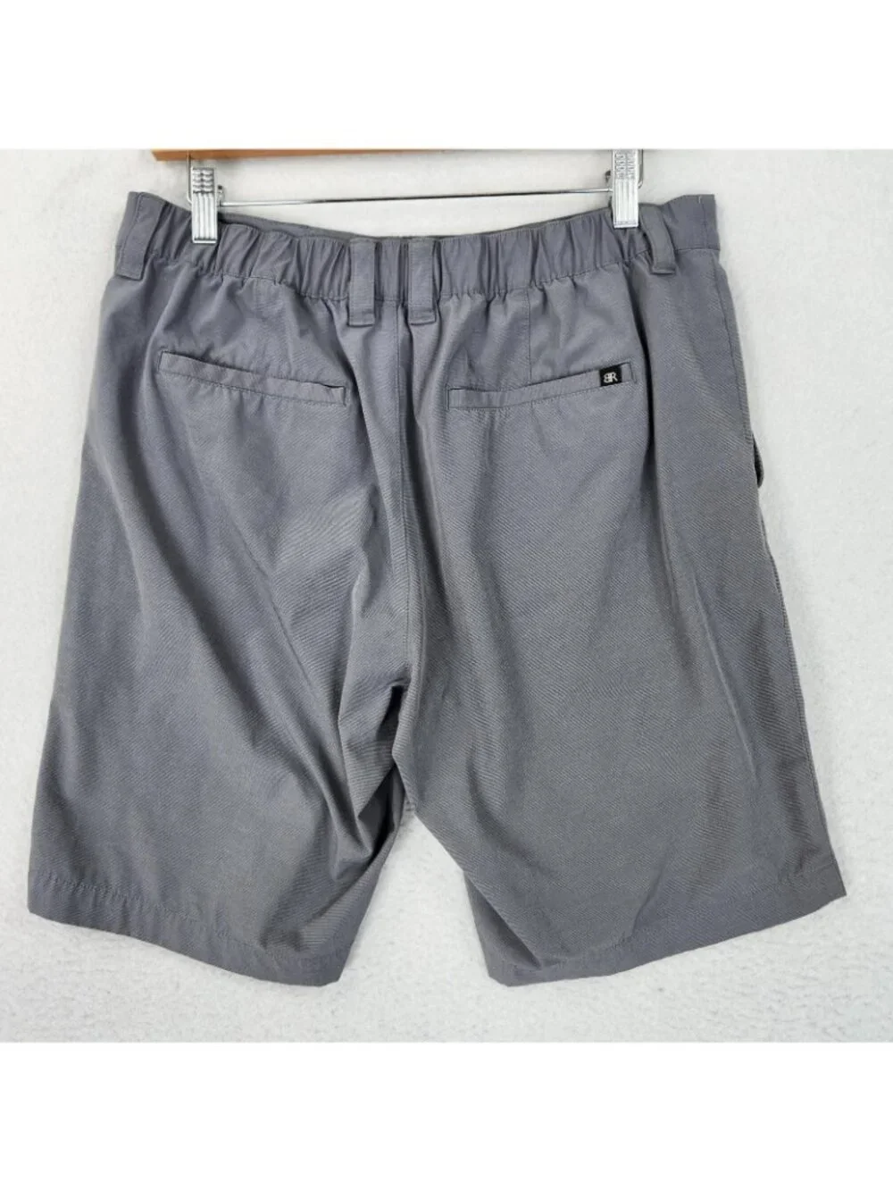 Banana Republic Shorts Men 34 Gray Chino Stretch Elastic Waist Flat Front Casual